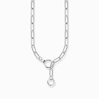 Thomas Sabo Silver Charm Necklace Blackened with Stone-studded Ring Clasp