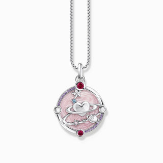 Thomas Sabo Silver Pendant with Pinkish Cold Enamel and Cosmic Details