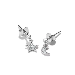 THOMAS SABO Moon and Star Zirconia Stud Earrings