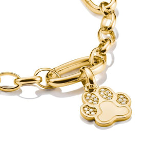 Sparkling Gold-Plated Paw Print Charm with Stones for Connect Bracelets
