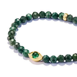Thomas Sabo 18k Gold Plated Green Bead Bracelet Eye 17cm