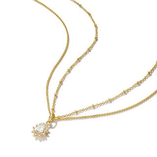 Thomas Sabo 18k Gold Plated Teardrop Double Chain with White Zirconia