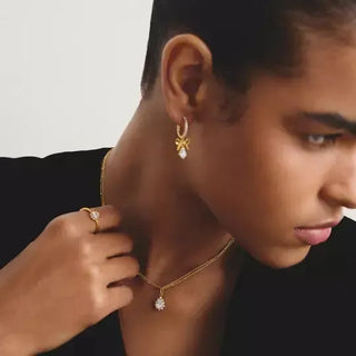 Thomas Sabo 18k Gold Plated Teardrop Double Chain with White Zirconia