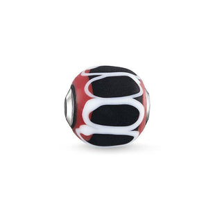 BEAD GLASS BEAD BLACK, RED, WHITE