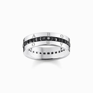 Thomas Sabo Band Ring with Black Stones - Pave Silver