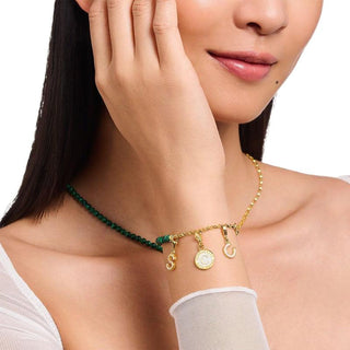 Thomas Sabo Charm Bracelet - Green Beads - Yellow Gold