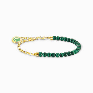 Thomas Sabo Charm Bracelet - Green Beads - Yellow Gold