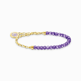 Thomas Sabo Charm Bracelet - Violet Beads - Yellow Gold