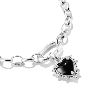 Thomas Sabo Charm Club Connect Vintage Heart Black Zirconia Sterling Silver Charm Pendant