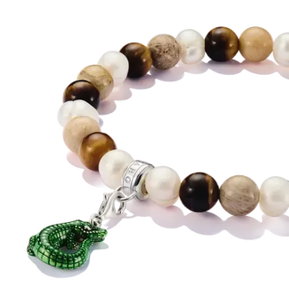 Thomas Sabo Charm Club Silver Beads Bracelet with Ecru-Coloured Stones