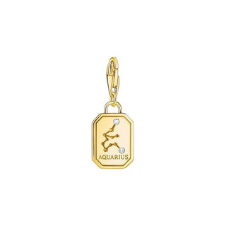 Thomas Sabo Charm Gold-plated Pendant - Zodiac Sign Aquarius with Zirconia