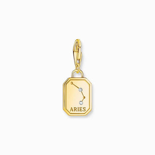 Thomas Sabo Charm Gold-plated Pendant - Zodiac Sign Aries with Zirconia