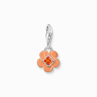 Thomas Sabo Charm Pendant - Flower With Orange Stone - Silver