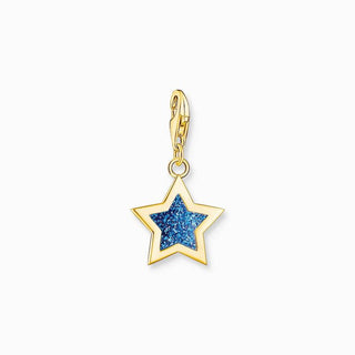 Thomas Sabo Charm Pendant - Gold Star - Dark Blue Cold Enamel