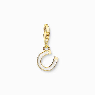 Thomas Sabo Charm Pendant - Horseshoe with White cold Enamel Yellow-Gold Plated