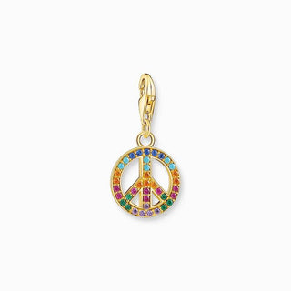 Thomas Sabo Charm Pendant Peace With Colourful Stones Gold