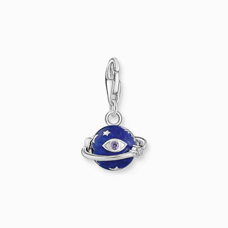 Thomas Sabo Charm Pendant - Saturn with Dark Blue cold Enamel and Fine details Silver