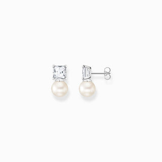 Thomas Sabo Earrings - Studs - Pearl With White Stone - Silver