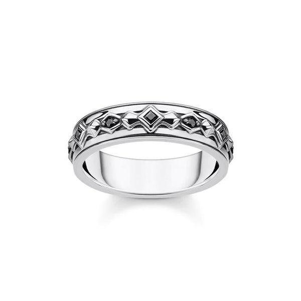 Thomas Sabo Elegant Black Zirconia Sterling Silver Ring