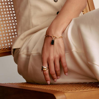 Thomas Sabo Elegant Gold-Plated Paperclip Charm Bracelet