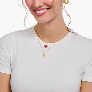 Thomas Sabo Elegant Gold-Plated Rose Pendant Necklace