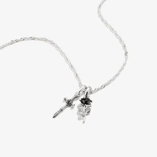 Thomas Sabo Elegant Silver Sword & Rose Zirconia Necklace