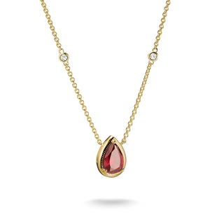 Thomas Sabo Elyndra 18k Gold Plated Drop Necklace Red Zirconia