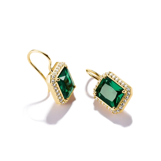 Thomas Sabo Elyndra 18k Gold Plated Earrings with Green Octagonal Stones