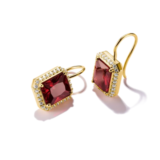 Thomas Sabo Elyndra 18k Gold Plated Earrings with Red Octagon Zirconia