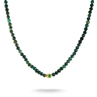 Thomas Sabo Elyndra 18k Gold Plated Green Moss Agate Bead Necklace