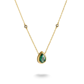 Thomas Sabo Elyndra 18k Gold Plated Necklace with Green Teardrop