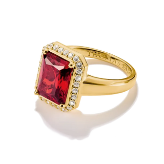 Thomas Sabo Elyndra 18k Gold Plated Ring Red Octagon Stone