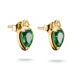 Thomas Sabo Elyndra 18k Gold Plated Stud Earrings Green Teardrop