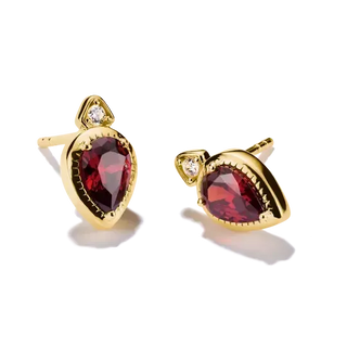 Thomas Sabo Elyndra 18k Gold Plated Stud Earrings with Red Stones