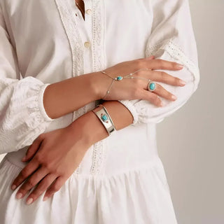 Thomas Sabo Elyndra Silver Bangle with Turquoise Stone