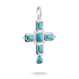Thomas Sabo Elyndra Silver Cross Pendant with Imitation Turquoise Stones