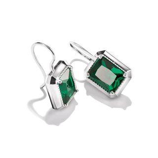 Thomas Sabo Elyndra Silver Drop Earrings Green Octagon Stones