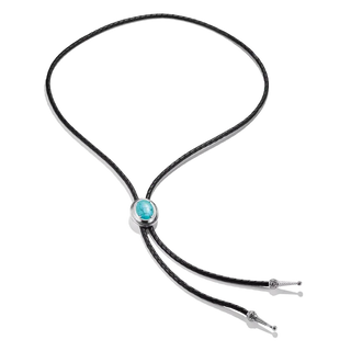 Thomas Sabo Elyndra Silver Leather Necklace with Turquoise Stone
