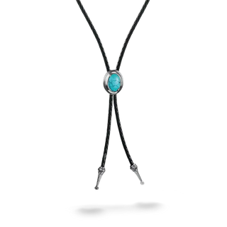 Thomas Sabo Elyndra Silver Leather Necklace with Turquoise Stone