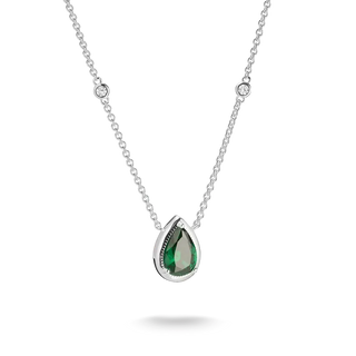 Thomas Sabo Elyndra Silver Necklace with Green Teardrop Stone