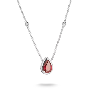 Thomas Sabo Elyndra Silver Necklace with Red Zirconia Drop
