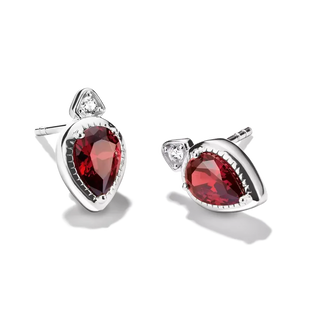 Thomas Sabo Elyndra Silver Stud Earrings Red Teardrop Zirconia
