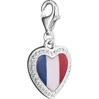 France Flag Heart Charm Pendant Enamelled