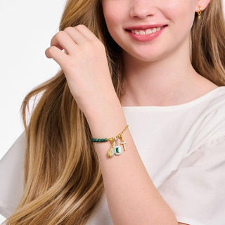 Thomas Sabo Gold-plated Charm Pendant Letter P with White Stones