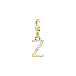 Thomas Sabo Gold-plated Charm Pendant Letter Z with White Stones