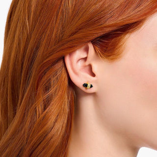 Thomas Sabo Gold-plated Ear Studs with Hexagonal Onyx