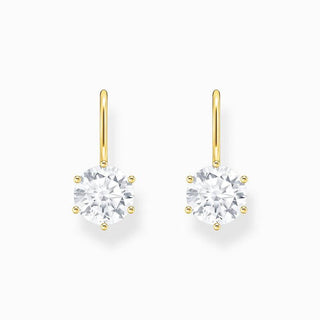 Thomas Sabo Gold-plated Earrings with White Round Stone