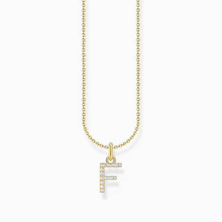 Thomas Sabo Gold-plated Necklace with Letter F & White Stones