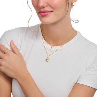 Thomas Sabo Gold-plated Necklace with Letter M & White Stones