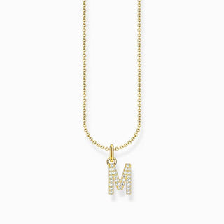 Thomas Sabo Gold-plated Necklace with Letter M & White Stones